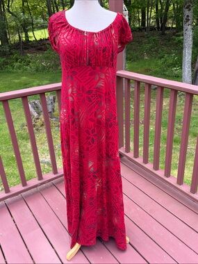 MENA large red with gold maxi dress.